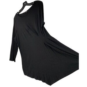 Rare Vince Camuto Asym Pleat Black 3/4 Sleeve Tunic Top 1X Rayon 8015 GUC